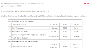 Ramai 'bisnes owner' bertanya #pakarhr mengenai hari kelepasan am. Muat Turun Download Hari Kelepasan Am Bagi Negeri Perak Tahun 2019 Layanlah Berita Terkini Tips Berguna Maklumat