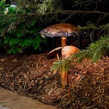 Amazon Com Copper Metal Led Landscape Lights With Three Mushroom Caps Handmade