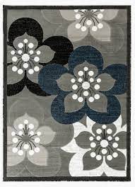 A set of six large floral patterns rugs presented here in black and white; Newport Collection Gray White Navy Blue Floral Modern Area Rug Walmart Com Walmart Com