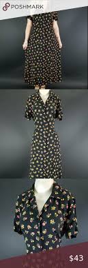 Sold 90s Black Floral Button Front Maxi Dress Button Front Maxi Dress Maxi Dress Dresses