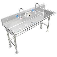 Maybe you would like to learn more about one of these? Heavy Duty 14 Gauge 0 0781 Type 304 Stainless Steel Ada Compliant Multi Station Wash Up Sink 60 Electronic Faucet Free Standing Ada 021e602066h Commercial Stainless Steel Wash Up Sinks