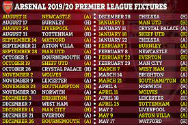 This is a preview of all matches in the english premier league 2019/20 season. Arsenal Premier League Fixtures 2019 20 Gunners Kicked Off Their Campaign Against Newcastle But Face Another Tough Start