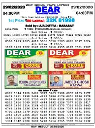 So once again it is being informed to you that you can check west bengal state lottery result here on official web portal named as dhankesari result. West Bengal Lottery Results 18 07 2020 4 Pm Dear Bangasree Damodar Lottery Result