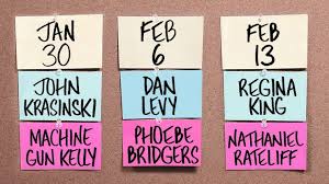 During the past few weeks in los angeles, actor lee. John Krasinski Machine Gun Kelly Dan Levy Phoebe Bridgers Regina King Nathaniel Rateliff Confirmed For Next Saturday Night Live Episodes