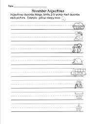 Students identify adjectives, use them in sentences they write on their own, and differentiate adjectives from other words. November Adjectives Worksheet Second Grade Freebies Adjective Worksheet Second Grade Freebies Second Grade Writing
