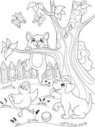 Download this adorable dog printable to delight your child. Childrens Coloring Cartoon Animals Friends In Nature Duckling Puppy And Kitten Duck Dog And Cat Stock Vector Illustration Of Hand Face 97500413