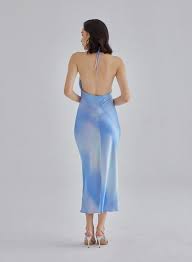 Chilly Lapis Halterneck Midi Silk Dress Silk Maison