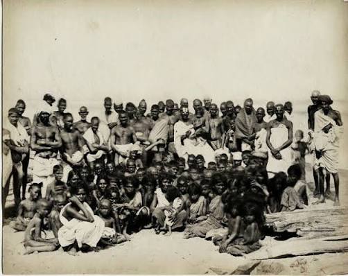 People of Madras: Pic 1: Posed studio group picture of domestic servants at Madras, shown in Vienna exhibition in 1873. Photograph by Nicholas and Curths, 1870 Pic 2: Group portrait of Indian