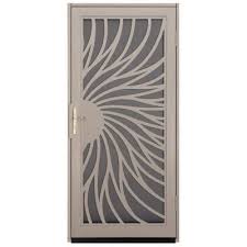 Unique Home Designs 36 In X 80 In Solstice Tan Surface Mount Steel Security Door With Insect Screen And Brass Hardware Idr31000362140 The Home Depot Steel Security Doors Security Door Unique House Design