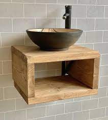 60 black double bathroom wood vanity cabinet ceramic sink mirror faucet combo. The Thistle Wash Stand Sink Unit Hand Crafted Rustic Bathroom Vanity Unit Wooden Vanity Countertop Shelf With Brackets Shelving Shelf In 2021 Rustic Bathroom Vanities Wooden Vanity Rustic Bathroom