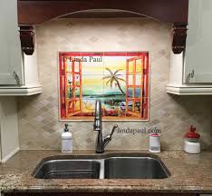 tropical tile mural backsplash tiles