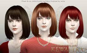Kewai Dou Cecile Bob With Bangs Hairstyle Sims 4 Hairs Hairstyles With Bangs Sims Hair Womens Hairstyles