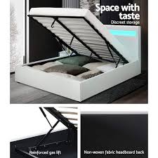 Check spelling or type a new query. Artiss Led Bed Frame Double Full Size Gas Lift Base With Storage White Leather Buy Double Bed Frame 9355720044058