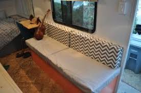 No Sew Cushion Reupholster Remodeled Campers Sewing Cushions Camper Makeover