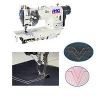 Máquina de coser con bolsillo trasero para jeans, barra de aguja dividida