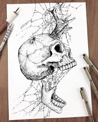 Artwork By Ninesque Really Amazing Work Check Out Her Page For More Follow Us Deathless Art Deathlessart Dark Art Drawings Skull Art Skeleton Art
