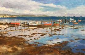 Sunset Glow In Middlefart 2018 Oil Painting By Ling Strube Seascape Artwork Sky Artwork Painting