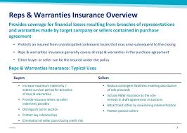 Buyers use reps and warranties to allocate to the seller as much of the risk as possible regarding information asymmetry of the target company or acquired assets and potential unknown liabilities, and the sellers naturally buyers also use reps and warranties to supplement their due diligence efforts. Agenda Transactional Risk Insurance Overview Ppt Download