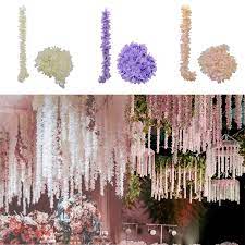 Ever consider taking your wedding flowers to new heights? 1m Artificial Silk Hydrangea Wisteria Flower String Diy Simulation Wedding Arch Square Rattan Wall Hanging Basket Wedding Decor Party Diy Decorations Aliexpress