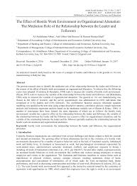 See full list on jacksonwhitelaw.com Pdf The Effect Of Hostile Work Environment On Organizational Alienation The Mediation Role Of The Relationship Between The Leader And Followers