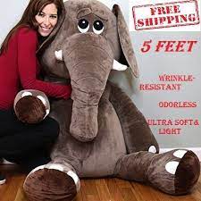 Giant Animal Stuffed Elephant Soft Plush Toy For Kid Bedroom Huge Pillow Big 5ft Plushbears Giant Animals Elephant Stuffed Animal Plush Toy