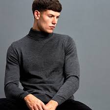 Mens long line jumper shawl roll neck soul star cable knitted curved hem sweater. Mens Extra Fine Merino Wool Roll Neck Jumper Paul James Knitwear