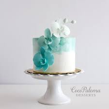 Teal Ombre Orchids Cake Birthday Cake For Women Elegant Orchid Cake Floral Cake