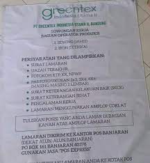 Ketika kita mulai belajar untuk bertanggung jawab dan juga belajar untuk menjadi pribadi yang mandiri. Lowongan Kerja Pt Greentex Indonesia Utama Ii Info Loker Bdg Informasi Lowongan Kerja Bandung