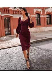 Balon Kol Kalem Elbise Beden S M L 2020 Club Elbiseleri Elbise Parti Elbiseleri