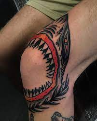 Mikey Sharks Elbow Tattoos Traditional Tattoo Knee Knee Tattoo