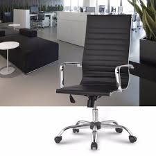 Fr Warehouse Modern High Back Ribbed Pu Leather Swivel Executive Office Chair With Knee Tilt Computer Chair Pc Gamin Executive Office Chairs Office Chair Chair