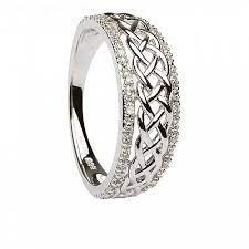 Women S Celtic Knot Ring With Diamond Rims Celtic Rings Ltd Celtic Knot Ring Celtic Wedding Rings Wedding Rings