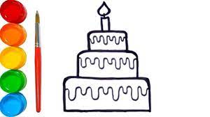 Best birthday cake drawing from how to draw a birthday cake. How To Draw A Birthday Cake For Kids Easy Cake Drawing And Coloring In 2 Minutes Youtube