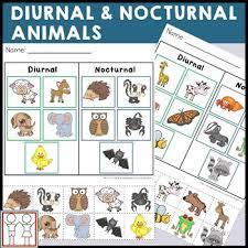 Examples are humans, cows, etc. Diurnal And Nocturnal Animals Worksheets By Catherine S Tpt