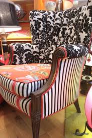 Chair Similar To Mine Hand Crafted Upholstered Vintage Arm Chairs Repurposed In Red White And Black Des Chairs Repurposed Upholstered Furniture Funky Chairs