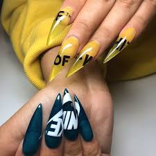 Nike Off White Nike Nails Yellow Nails Yellow Nail Art