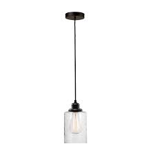 Globe Electric Annecy 1 Light Plug In Or Hardwire Dark Bronze Pendant Light With Seeded Glass Shade 60542
