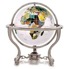 Alexander Kalifano Gemstone Globe With Opalite Ocean And Commander 3 Leg Table Stand Globe Decor Floor Standing Globes World Globes
