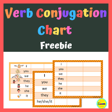 verb conjugation chart for online esl teaching freebie by