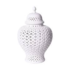 Ginger jar measures 6 high and has the double blue ring mark on bottom of jar. Handmade Medium Lattice Ginger Decorative Jar With Lid Overstock 20645021