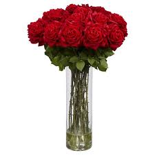 We have many options to offer, from flower bushes to single stem flowers and long stem branches. Nearly Natural Giant Rose Silk Flower Arrangement Target