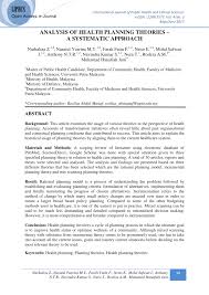 One led by the government and funded by taxpayers, and the other provided by the private sector. Pdf Analysis Of Health Planning Theories A Systematic Approach