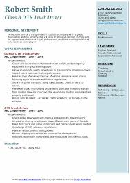 otr truck driver resume samples