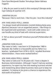 Contoh soalan interview seperti ini mahu melihat bagaiman kau menyelesaikan krisis yang kau contoh soalan interview seperti ini mahu menguji kejujuran kau. Contoh Soalan Jawapan Temuduga Info Kerjaya Malaysia Facebook