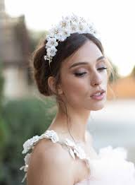 With Pearls Flower Tiara Wedding Wedding Hairstyles With Flowers And Tiara 