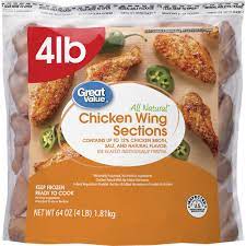 Breaded chicken wings that consist of bread crumbs, parmesan cheese, garlic powder, melted butter, and a cookie sheet. Great Value Chicken Wing Sections 4 Lb Frozen Walmart Com