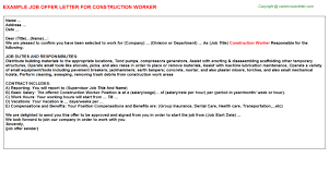 Construction Worker Offer Letters