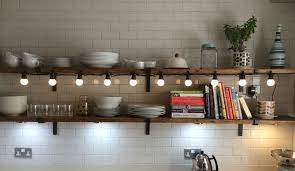 Open Kitchen Shelves With Festoon Lights Open Kitchen Shelves Kitchen Kitchen Interior