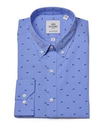 Blue Scooter Print Skinny Fit Dress Shirt Fitted Dress Shirts Shirt Dress Shirts