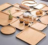 Amazon.com: Yarlung 2 Pack Bamboo Tray Cheese Plate, 14x9 Inches Food  Serving Saucer Wood Rectangular Platter for Coffee, Tea, Fruit, Plant Pot :  Home ...